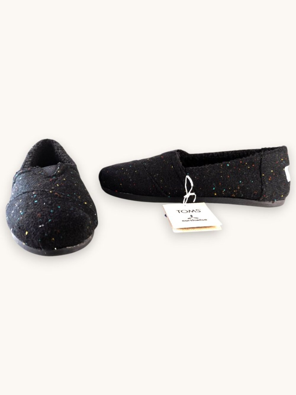 NWT TOMS Women's Alpargata Speckled Black Shearling Lined Size 10